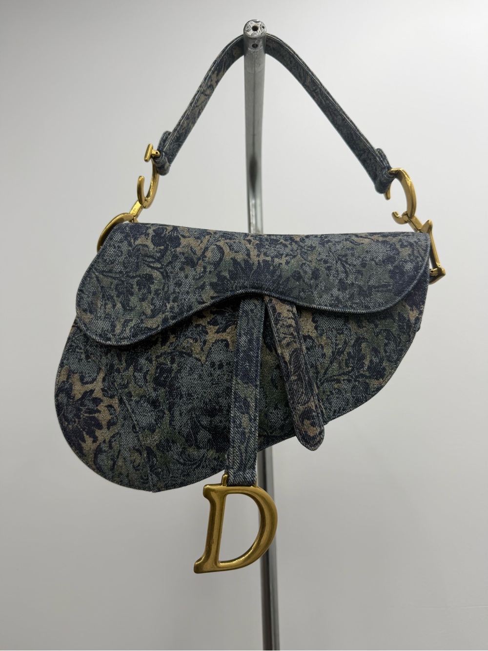 Christian Dior Saddle Handbag Printed Denim Medium